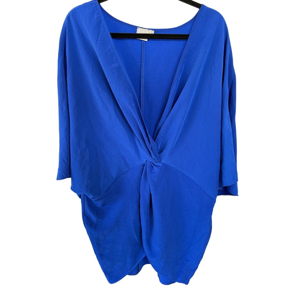 ASOS Royal Blue Twist-Front Draped Blouse